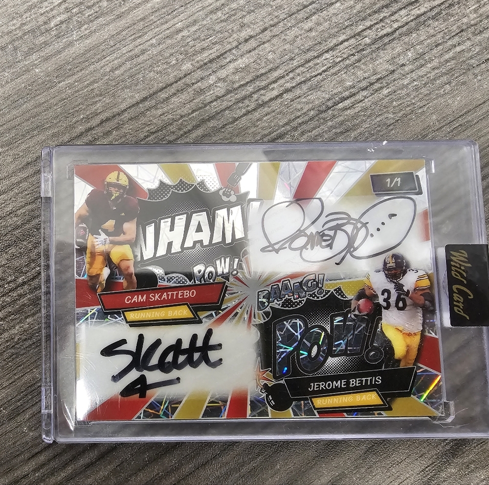 2024 Wild Card Comix 1/1 Cam Skattebo-Jerome Bettis Dual Autograph